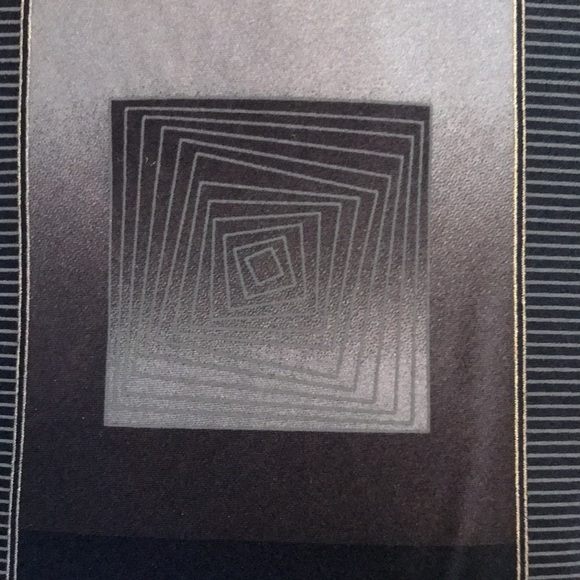 Gasparo Men’s Tie Geometrical Pattern Gold Grey Black - Picture 9 of 9